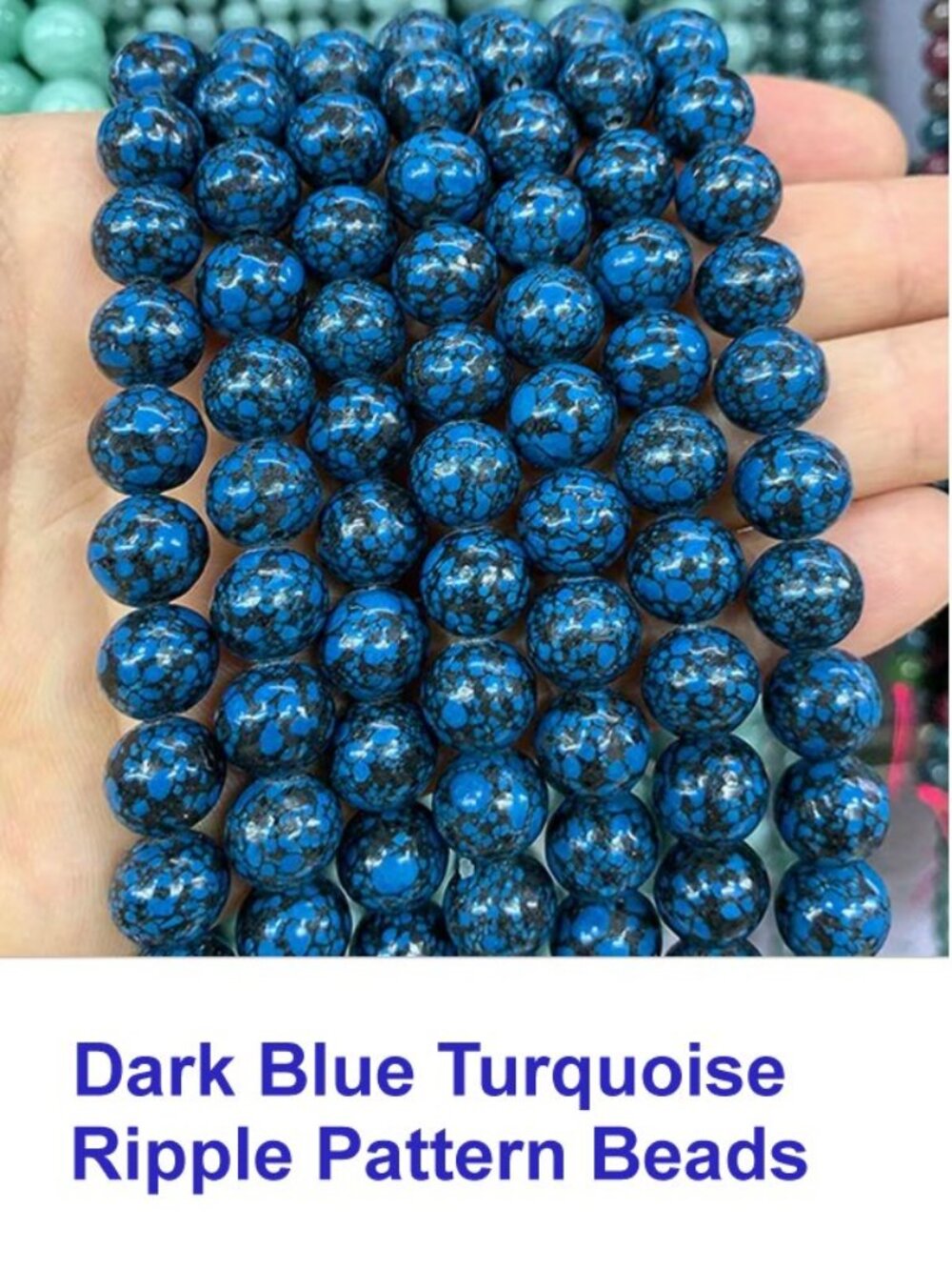Dark Blue Turquoise Ripple Pattern Beads